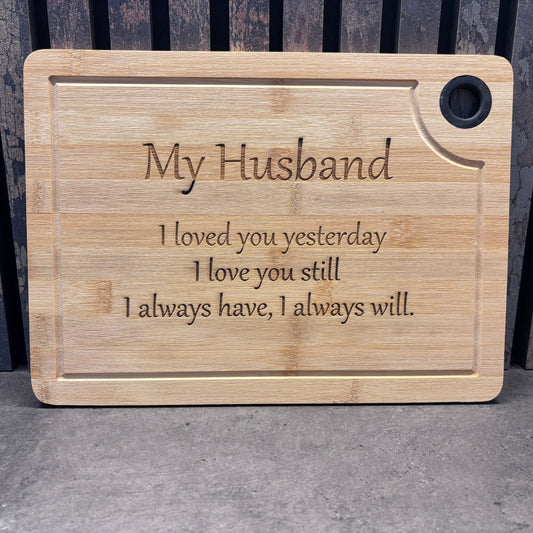 Stort Skærebræt med tekst