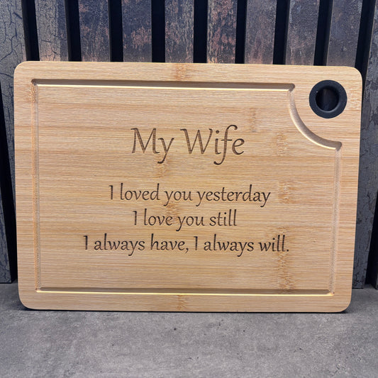 Stort Skærebræt med tekst